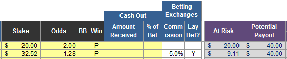 Betting tracker screenshot for pending unbiased arbitrage
