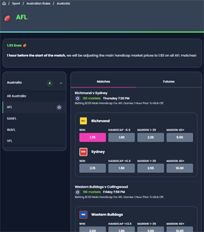 Bet Right odds display