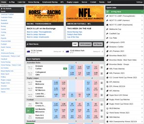 Betfair navigation