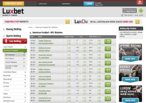 Luxbet betting interface