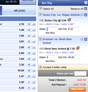 SBOBET betting slip