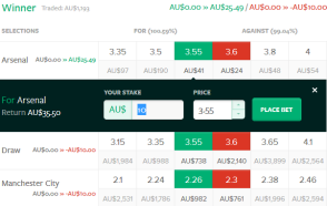 Smarkets selection display