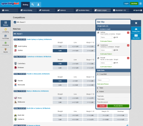 Sportingbet betting interface