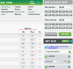TAB Sportsbet racing bet entry
