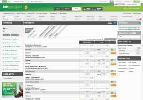 TAB Sportsbet betting interface