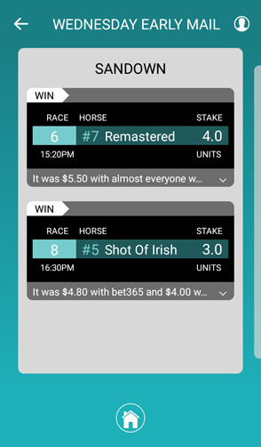 Tom Waterhouse app multiple tips screenshot