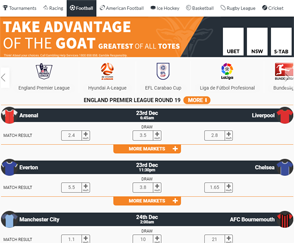TopBetta sports navigation