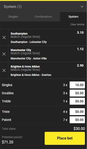 Unibet betting slip