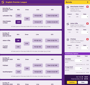 WinnersBet betting slip