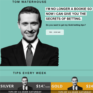 Tom Waterhouse website screenshot